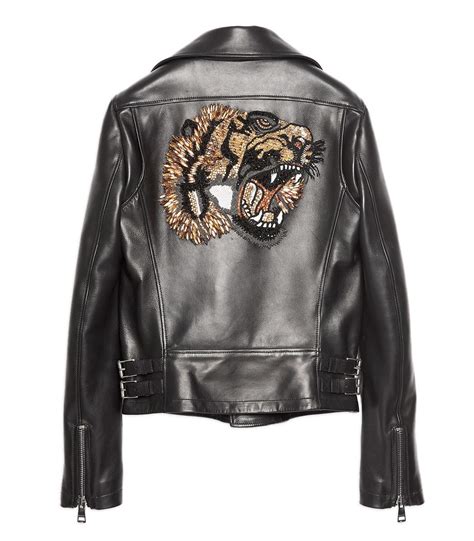 gucci leather jacket cheap|gucci tiger leather jacket.